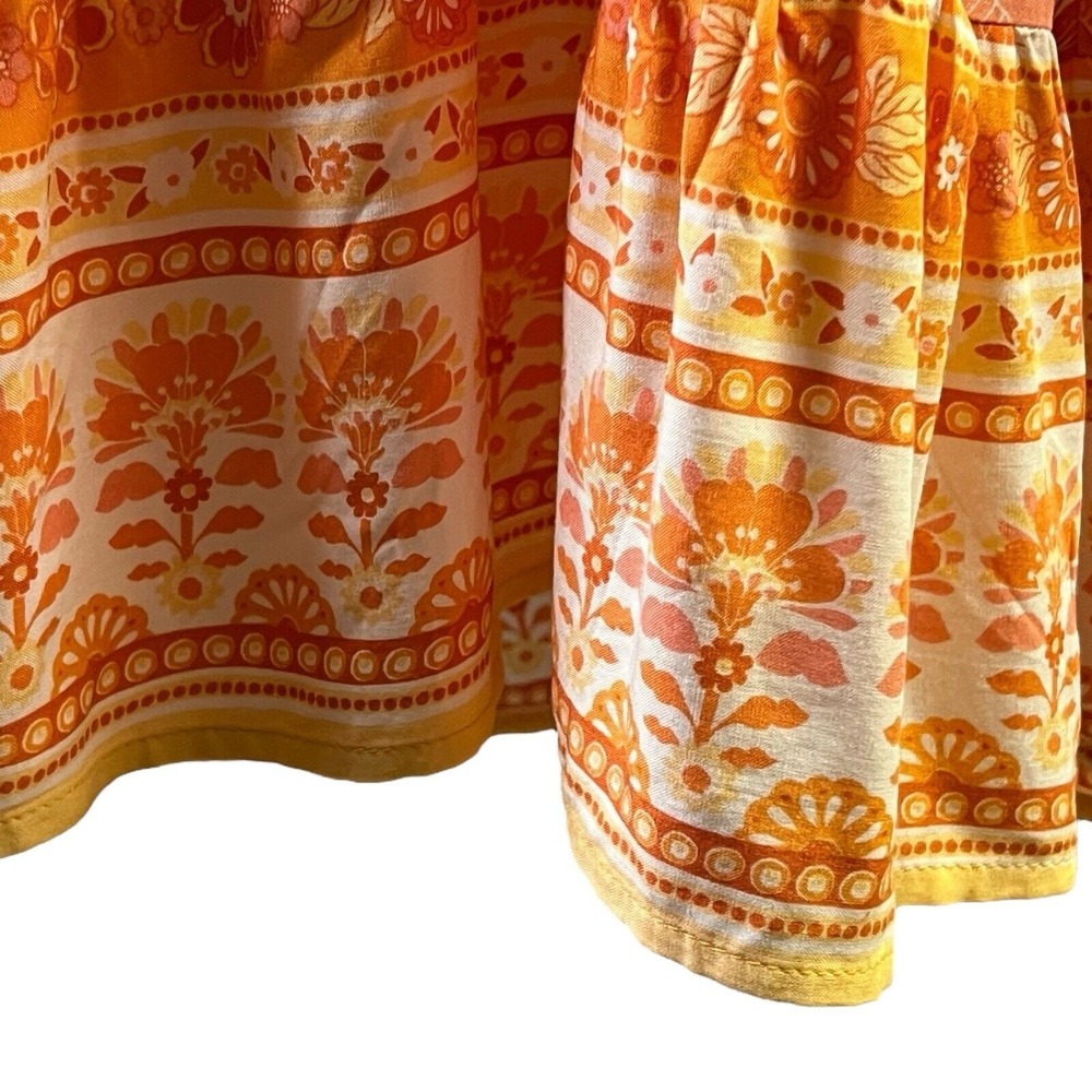 Petal And Pup Tiered Mini Dress 10 Orange Floral BOHO Cottagecore Flowy Romantic - Picture 5 of 11